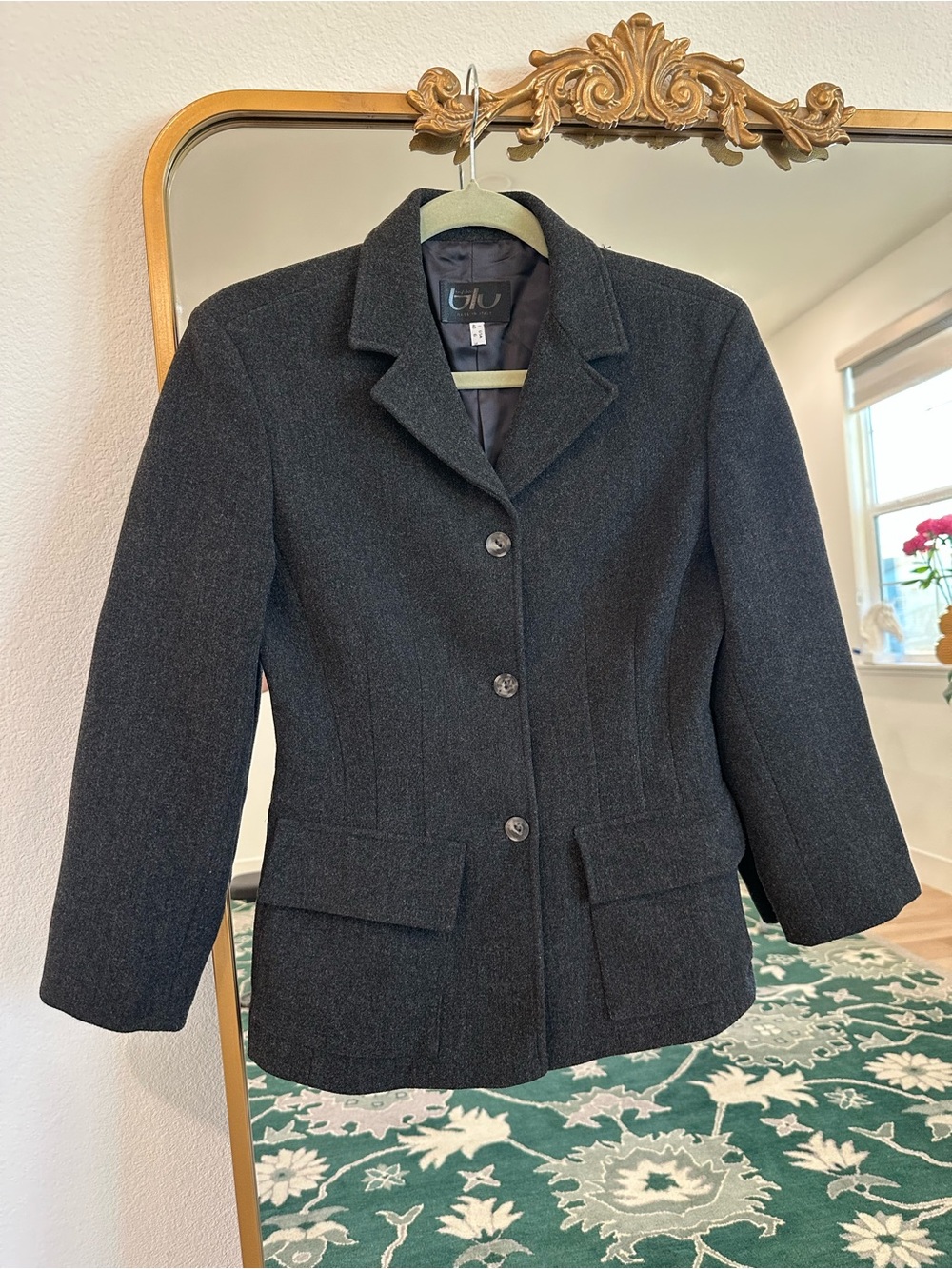 Byblos Blu Charcoal Gray Tailored Coat.